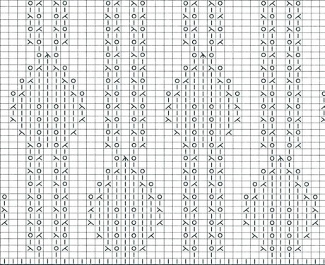 Схема вязания узора листья спицами