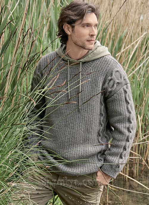 мужской пуловер с узором в виде цепочек