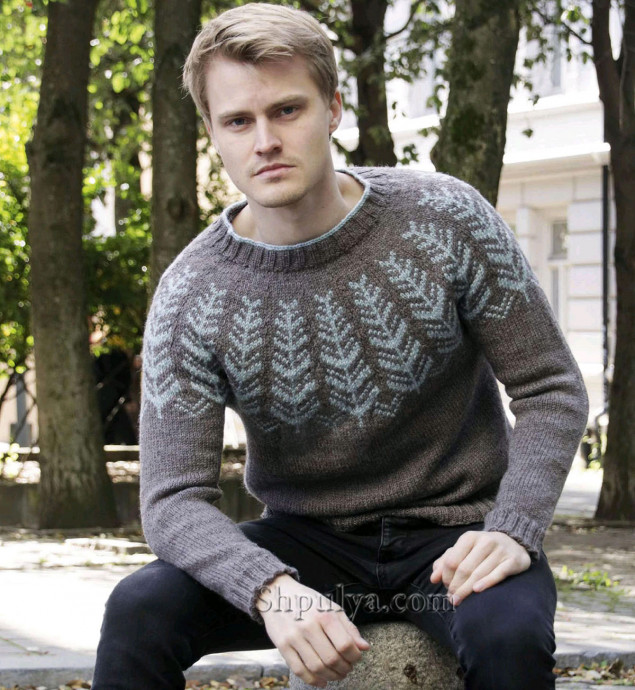 мужской пуловер с жаккардовым узором