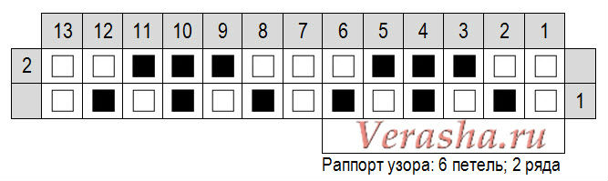 схема вязания двухстороннего узора