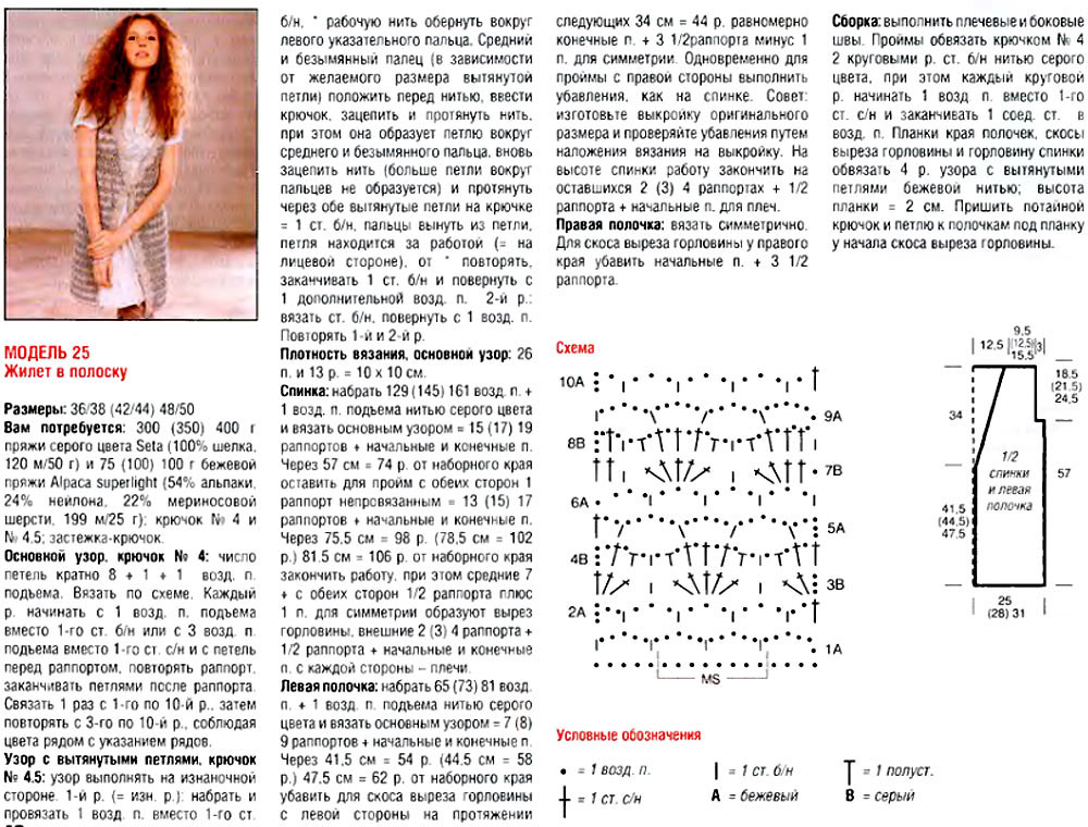 Жилетка вязаная крючком описание и схема