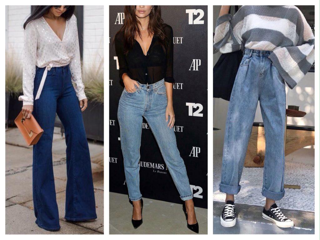 С чем носят широкие джинсы с высокой талией