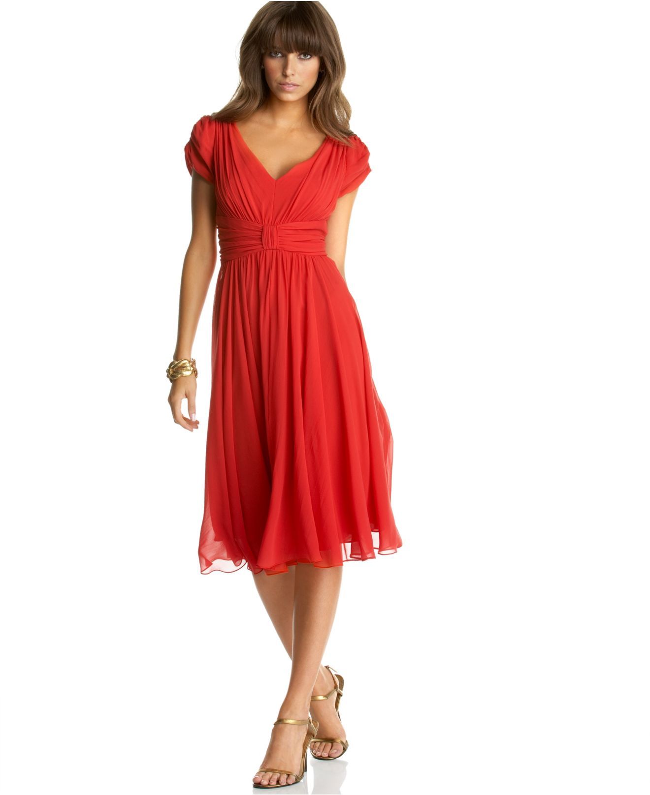 Красное платье в стиле Ампир