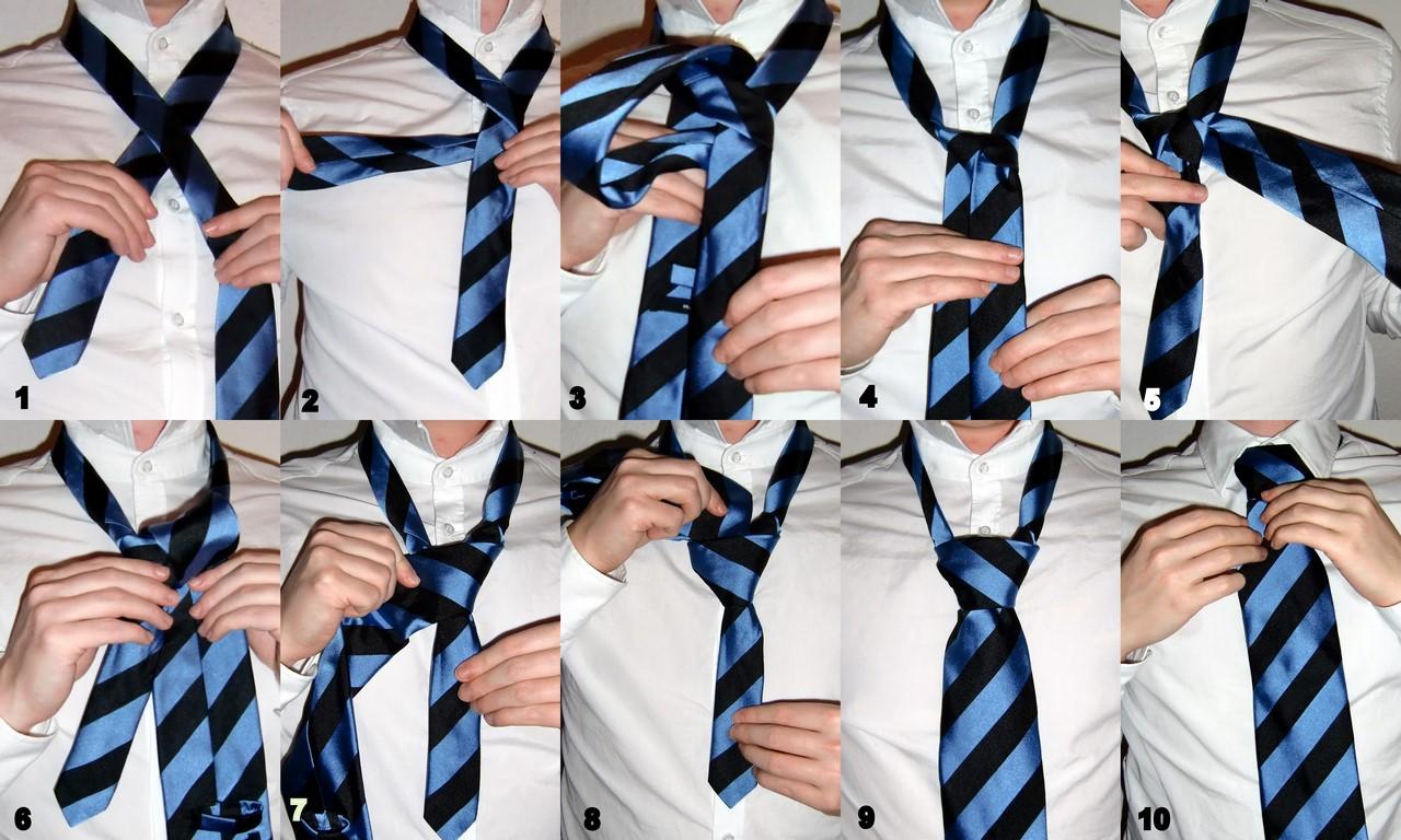 Как правильно одевать галстук на рубашку пошагово